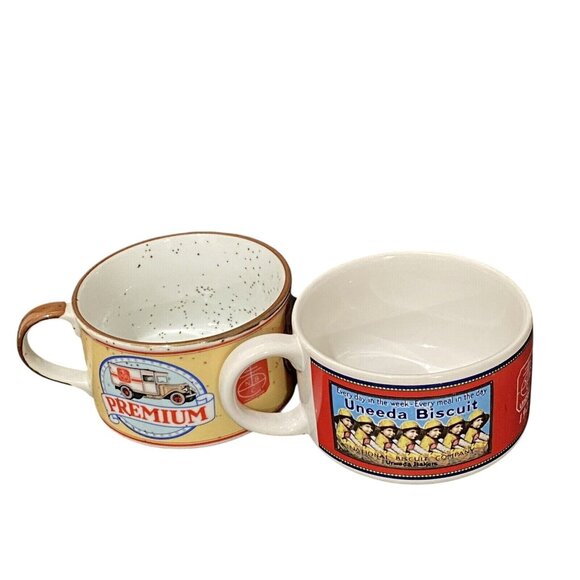 Nabisco Crackers Soup Mug Lot of 2 Advertising Kitchen Decor Foodie - Picture 2 of 7